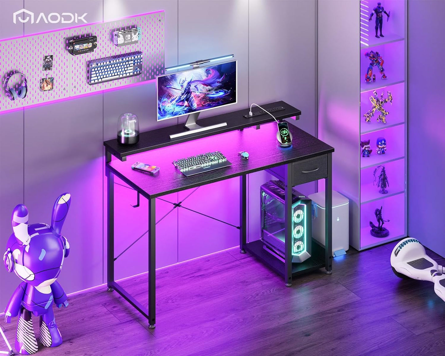 40 Inch Black Gaming Desk For Home Office Setup Workspace ShipItFurniture