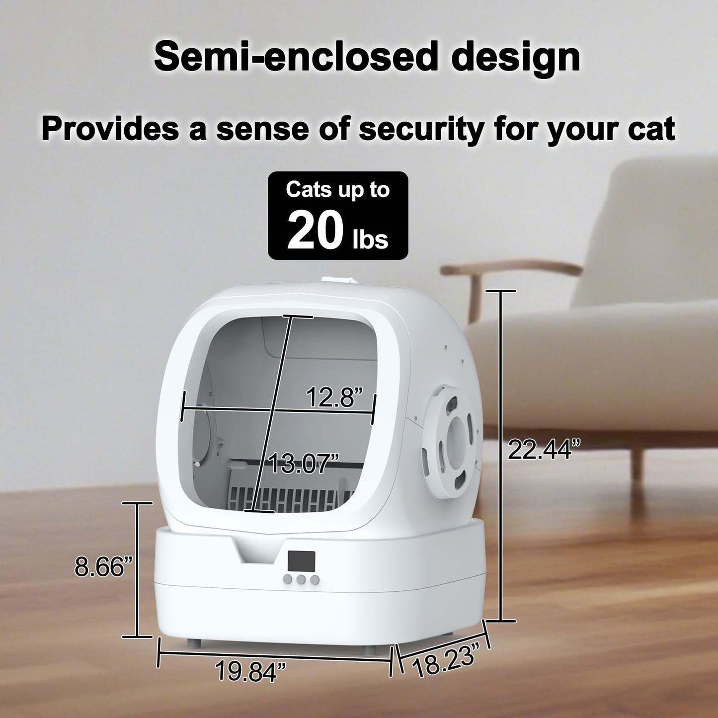 Automatic Cat Litter Box Self Cleaning - APP Control - Weight Monitoring - Ultra-Quiet, Medium Cats and Kittens Litter Box, Safe Anti-Pinch【Assembly Required】- Grey