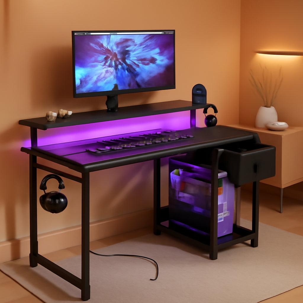 40 Inch Black Gaming Desk For Home Office Setup Workspace ShipItFurniture