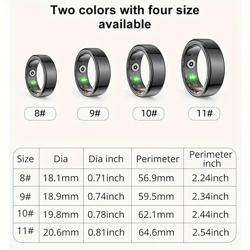 NNETM Smart Ring Fitness Tracker - Stainless Steel Workout Smart Ring NNETM