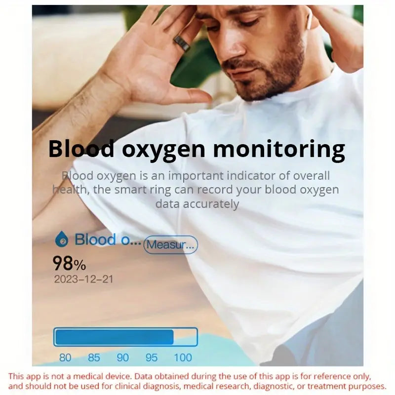 NNETM Smart Ring Fitness Tracker - Stainless Steel Workout Smart Ring NNETM